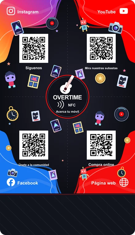 Tarjeta NFC de Overtime con cuatro zonas