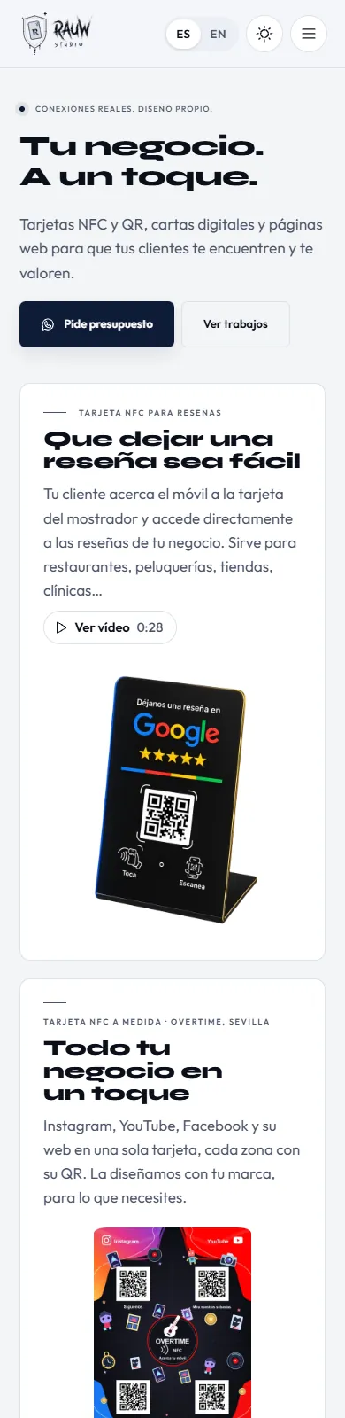 La web de Rauw Studio en un móvil